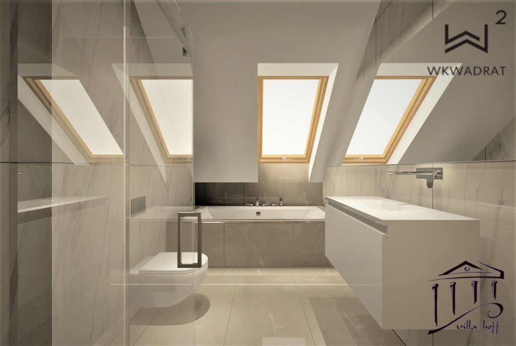 Projekt wnętrza łazienki w pokoju hotelowym - Architekt Wnętrz Wkwadrat - projektowanie hoteli