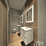 Projekt wnętrza łazienki w pokoju hotelowym - Architekt wnętrz WKWADRAT - projektowanie hoteli