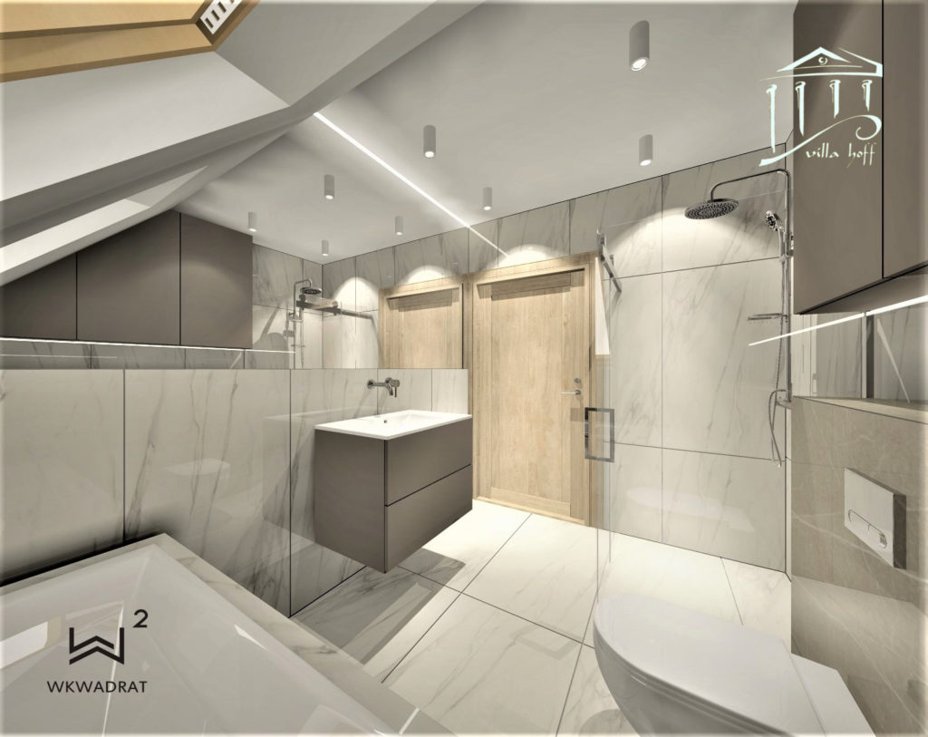 Projektowanie wnętrza łazienki w hotelu - Architekt Wnętrz Wkwadrat - projektowanie wnętrz