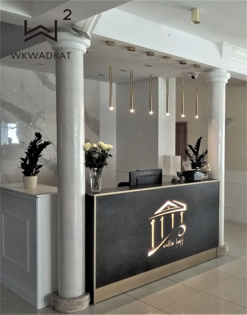 projekt wnętrz recepcji w hotelu - Architekt wnętrz WKWADRAT - projektowanie hoteli