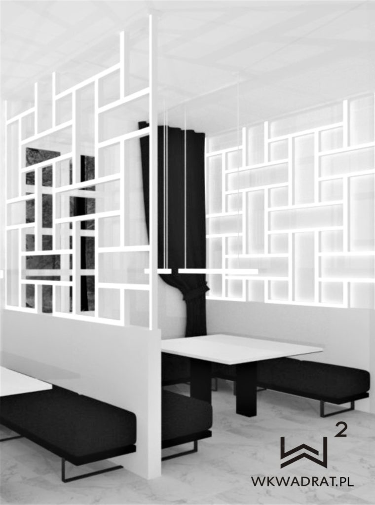 Projekt oświetlenia w restauracji hotelowej - panele świetlne - Architekt Wnętrz WKWARAT - projektowanie hoteli